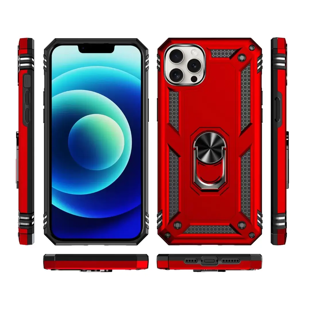 iPhone 15 Pro Max 2in1 Ring Case Red